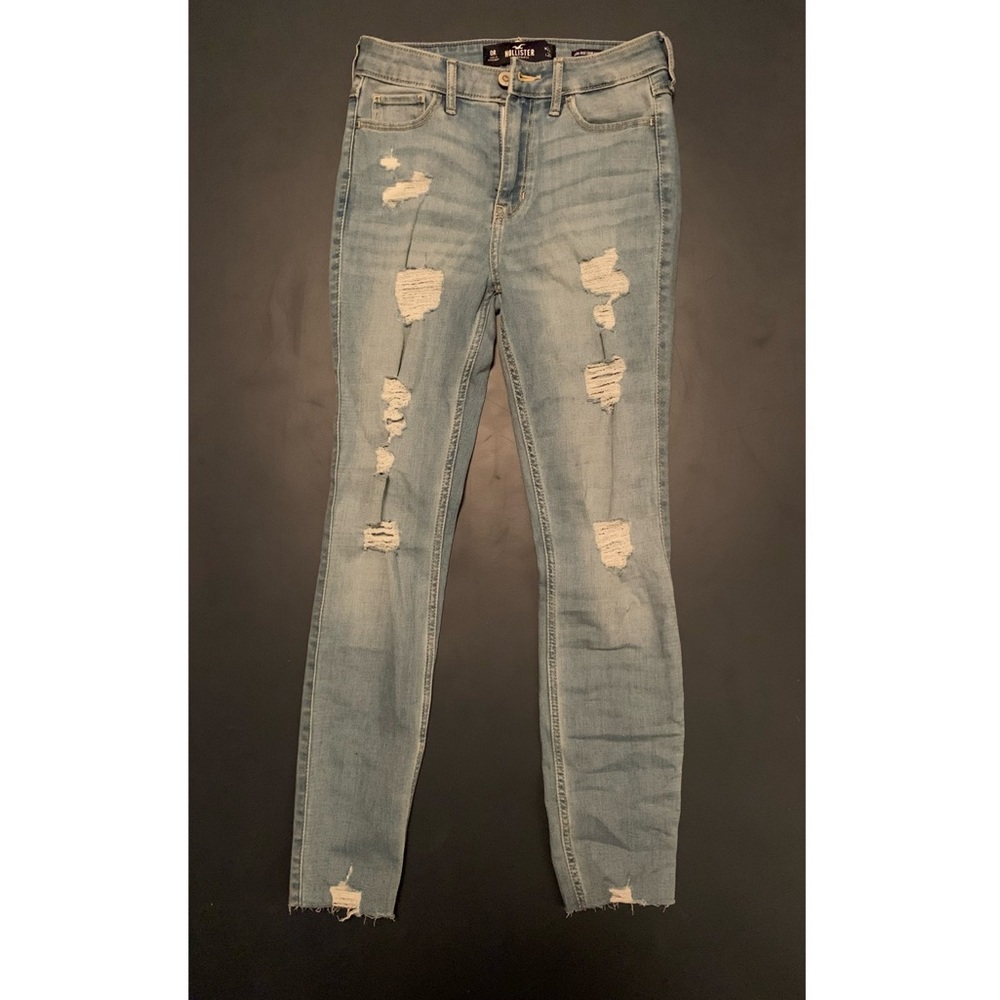 Hollister HR Crop Super Skinny Ripped Jeans